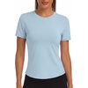 image:imageAlaroo Womens Summer Tops Short Sleeve Shirts Crewneck Basic TeeLight Blue