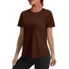 image:imageAlaroo Womens Summer Tops Workout Short Sleeve Crewneck T ShirtsBrown