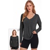 image:imageAlaroo Womens Workout Tops Reversible Long Sleeve VNeck ShirtsBlack Grey