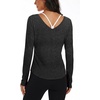 image:imageAlaroo Womens Workout Tops Reversible Long Sleeve VNeck ShirtsBlack Grey