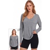 image:imageAlaroo Womens Workout Tops Reversible Long Sleeve VNeck ShirtsGrey