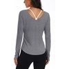image:imageAlaroo Womens Workout Tops Reversible Long Sleeve VNeck ShirtsGrey