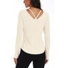 image:imageAlaroo Womens Workout Tops Reversible Long Sleeve VNeck ShirtsOffwhite