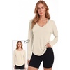 image:imageAlaroo Womens Workout Tops Reversible Long Sleeve VNeck ShirtsOffwhite