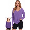 image:imageAlaroo Womens Workout Tops Reversible Long Sleeve VNeck ShirtsPurple