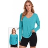 image:imageAlaroo Womens Workout Tops Reversible Long Sleeve VNeck ShirtsTeal