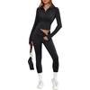 image:imageAlaroo Workout Sets for Women 2 Piece Fashion Clothing 14 Zip Fall Outfits01 Black