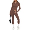 image:imageAlaroo Workout Sets for Women 2 Piece Fashion Clothing 14 Zip Fall Outfits02 Dark Brown