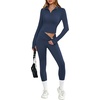 image:imageAlaroo Workout Sets for Women 2 Piece Fashion Clothing 14 Zip Fall Outfits03 Navy Blue