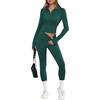 image:imageAlaroo Workout Sets for Women 2 Piece Fashion Clothing 14 Zip Fall Outfits04 Green