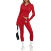 image:imageAlaroo Workout Sets for Women 2 Piece Fashion Clothing 14 Zip Fall Outfits04 Red