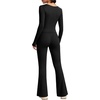 image:imageAlaroo Workout Two Piece for Women Long Sleeve Crop High Waist With PocketBlack