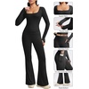 image:imageAlaroo Workout Two Piece for Women Long Sleeve Crop High Waist With PocketBlack