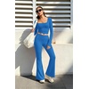 image:imageAlaroo Workout Two Piece for Women Long Sleeve Crop High Waist With PocketBlue