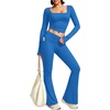 image:imageAlaroo Workout Two Piece for Women Long Sleeve Crop High Waist With PocketBlue