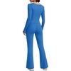 image:imageAlaroo Workout Two Piece for Women Long Sleeve Crop High Waist With PocketBlue