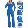 image:imageAlaroo Workout Two Piece for Women Long Sleeve Crop High Waist With PocketBlue