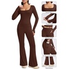 image:imageAlaroo Workout Two Piece for Women Long Sleeve Crop High Waist With PocketBrown
