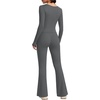 image:imageAlaroo Workout Two Piece for Women Long Sleeve Crop High Waist With PocketGrey