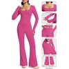 image:imageAlaroo Workout Two Piece for Women Long Sleeve Crop High Waist With PocketHot Pink