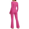 image:imageAlaroo Workout Two Piece for Women Long Sleeve Crop High Waist With PocketHot Pink
