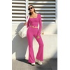 image:imageAlaroo Workout Two Piece for Women Long Sleeve Crop High Waist With PocketHot Pink