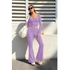 image:imageAlaroo Workout Two Piece for Women Long Sleeve Crop High Waist With PocketPurple