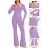 image:imageAlaroo Workout Two Piece for Women Long Sleeve Crop High Waist With PocketPurple