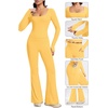 image:imageAlaroo Workout Two Piece for Women Long Sleeve Crop High Waist With PocketYellow