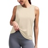 image:imageTank Tops for Women Open Back High Neck Workout Tops Running Athletic Shirts Gym Clothes Yogo Outfits Fitness ClothingApricot