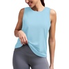image:imageTank Tops for Women Open Back High Neck Workout Tops Running Athletic Shirts Gym Clothes Yogo Outfits Fitness ClothingLight Blue