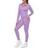 image:imageAlaroo 2 Piece Workout Sets for Women 4 Pockets Clothing Matching LeggingsPurple