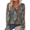 image:imageAlaroo Long Sleeve Shirts for Women V Neck Tops Pleated Tunic PrintPrint 10