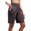 image:imageAlaroo Womens Bermuda Long Shorts with Pockets HighWaisted Knee Length Biker Athletic Running Yoga Workout GymDark Grey