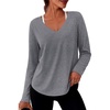 image:imageAlaroo Womens Workout Tops Reversible Long Sleeve VNeck ShirtsGrey