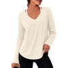 image:imageAlaroo Womens Workout Tops Reversible Long Sleeve VNeck ShirtsOffwhite