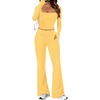 image:imageAlaroo Workout Two Piece for Women Long Sleeve Crop High Waist With PocketYellow