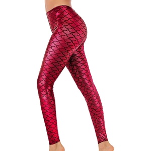 image:imageAlaroo Halloween Shiny Fish Scale Mermaid Leggings for Women Pants S4XL03red