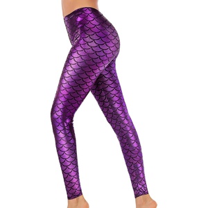 image:imageAlaroo Halloween Shiny Fish Scale Mermaid Leggings for Women Pants S4XL09purple