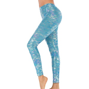 image:imageAlaroo Halloween Shiny Fish Scale Mermaid Leggings for Women Pants S4XL26magic Blue