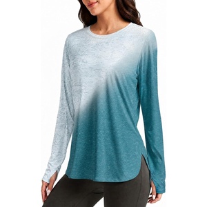 image:imageAlaroo Long Sleeve Shirts Workout Tops for Women UPF 50 Sun Shirt ClothingGreyBlue Gradient