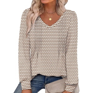 image:imageAlaroo Long Sleeve Shirts for Women V Neck Tops Pleated Tunic PrintPrint 05