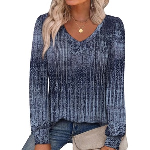 image:imageAlaroo Long Sleeve Shirts for Women V Neck Tops Pleated Tunic PrintPrint 13