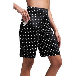 image:imageAlaroo Womens Bermuda Long Shorts with Pockets HighWaisted Knee Length Biker Athletic Running Yoga Workout GymPrint 3