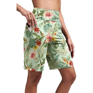 image:imageAlaroo Womens Bermuda Long Shorts with Pockets HighWaisted Knee Length Biker Athletic Running Yoga Workout GymPrint 4