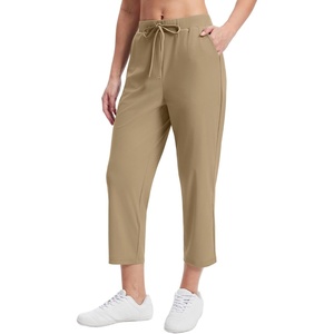 image:imageAlaroo Womens Golf Pants 78 Stretch Ankle High Waisted Travel PantsBeige