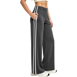 image:imageAlaroo Womens Pants Wide Leg High Waist with Pockets Loose Stretch CasualDark Gray