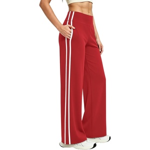 image:imageAlaroo Womens Pants Wide Leg High Waist with Pockets Loose Stretch CasualRed