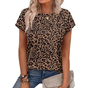 image:imageAlaroo Womens Summer Tops Short Sleeve Shirts Crew Neck Cute Trendy Tunic Blouses S3XLLeopard Print 46