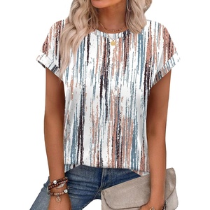 image:imageAlaroo Womens Summer Tops Short Sleeve Shirts Crew Neck Cute Trendy Tunic Blouses S3XLPrint 11